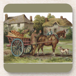 Viktorianisches Pferd Gezeichnet Apple Cart Untersetzer