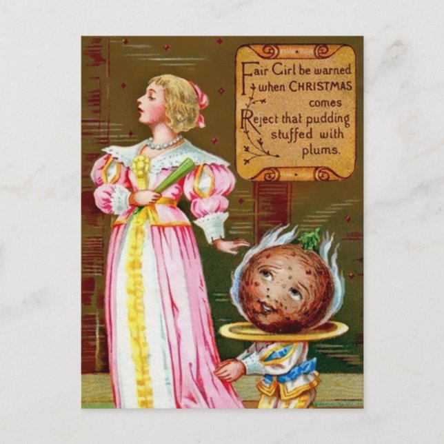 Viktorianisches Pflaumenkuchen Weihnachten Postkarte (Vorderseite)