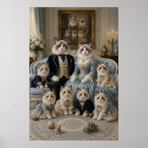 Viktorianisches Ragdoll-Katzenfamilienporträt   El Poster