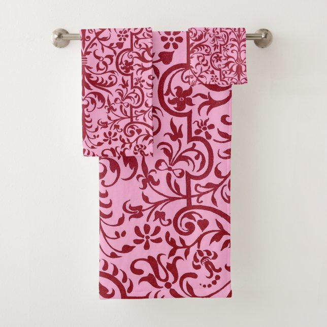 Viktorianisches rosa Motiv Badhandtuch Set (Insitu)