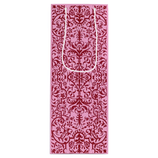 Viktorianisches rosa Motiv Geschenktüte Für Weinflaschen (Vorderseite)