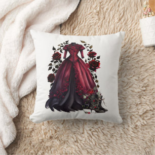 Viktorianisches Rotes Kleid und Heels   Antike Ros Kissen