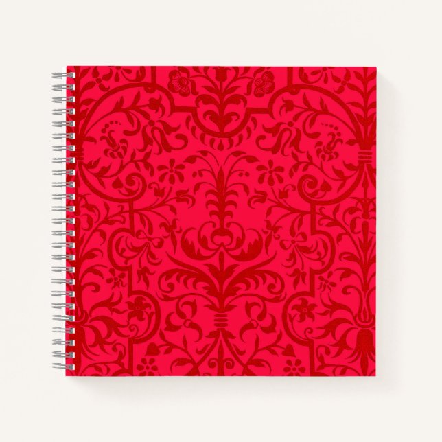 Viktorianisches rotes Motiv Notizbuch (Vorderseite)