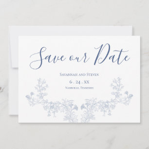 Viktorianisches sanftes blaues Blumen- Save-the-Da Save The Date