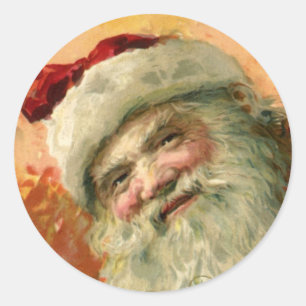 Viktorianisches Santa-Claus-Porträt, Weihnachten i Runder Aufkleber