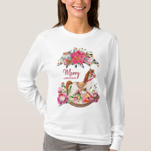 Viktorianisches Schaukelpferd & Poinsettien-Weihna T-Shirt