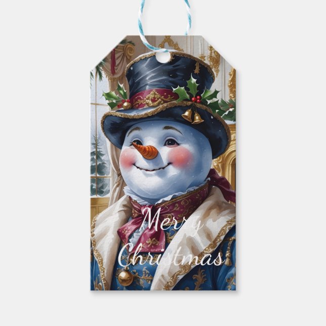 Viktorianisches Schneemann-Weihnachtsdesign Geschenkanhänger (Vorderseite)