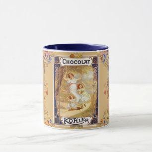 Viktorianisches Schokoladen-Kakao-Etikett elegante Tasse