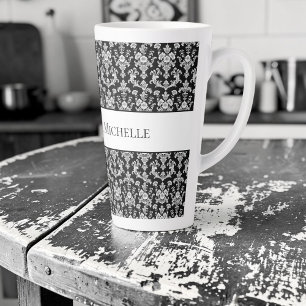 Viktorianisches Schwarz-Weiß-Damaskusmuster Milchtasse