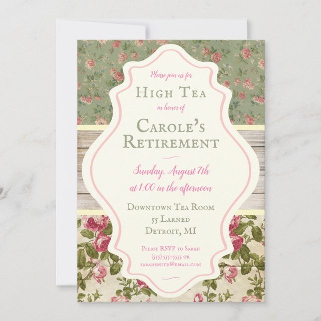 Viktorianisches Shabby Chic Party Einladung (Vorderseite)