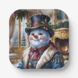 Viktorianisches Snowman Weihnachtsdesign Pappteller
