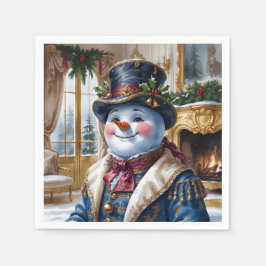 Viktorianisches Snowman Weihnachtsdesign Serviette