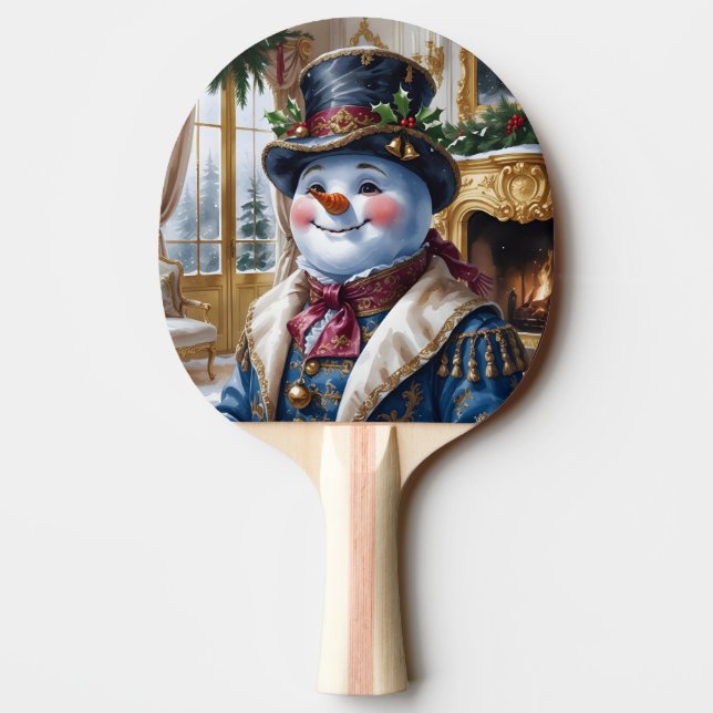 Viktorianisches Snowman Weihnachtsdesign Tischtennis Schläger (Rückseite)