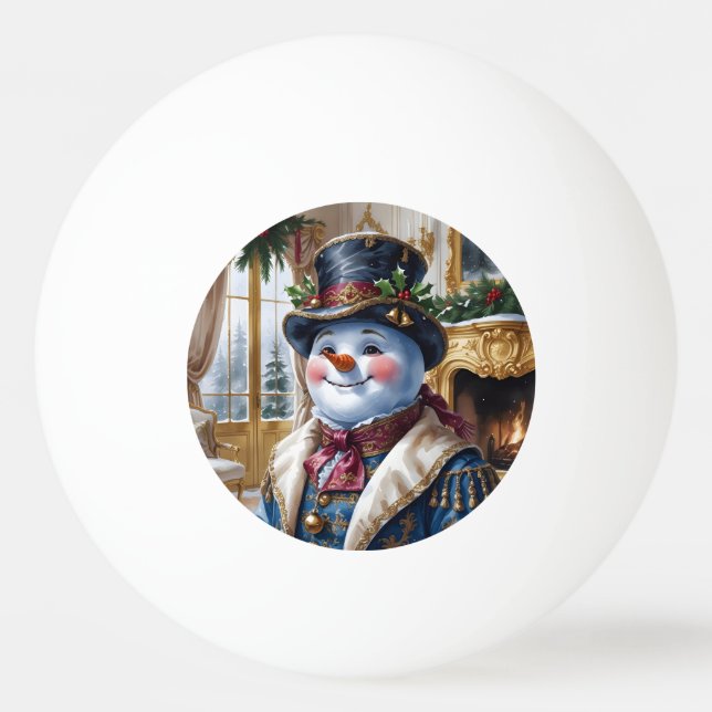 Viktorianisches Snowman Weihnachtsdesign Tischtennisball (Rückseite)
