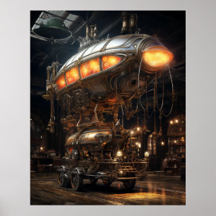 Viktorianisches Steampunk-Bibliotheks-Modell eines Poster
