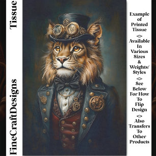 Viktorianisches Steampunk-Löwenporträt CH9 Decoupa Seidenpapier
