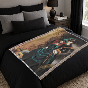 Viktorianisches Steampunk-Paar Eleganz Romantik Decke
