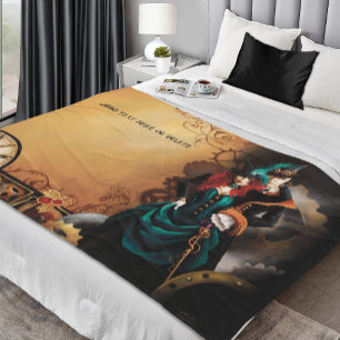Viktorianisches Steampunk-Paar Eleganz Romantik Fleecedecke