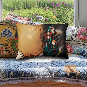 Viktorianisches Steampunk-Paar Eleganz Romantik Zierkissen