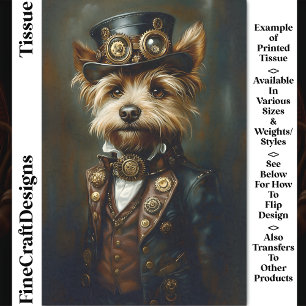 Viktorianisches Steampunk-Yorkshire-Terrier-Portra Seidenpapier
