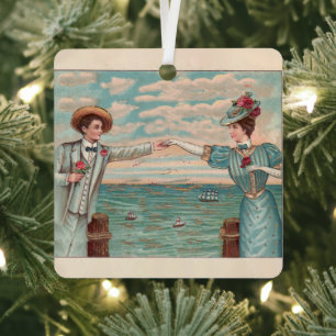 Viktorianisches Strandliebeskleid Ozean-Hochzeitsp Ornament Aus Metall