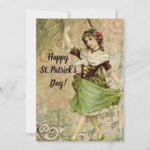 Viktorianisches TanzGirl am Green St. Patrick's Da Feiertagskarte