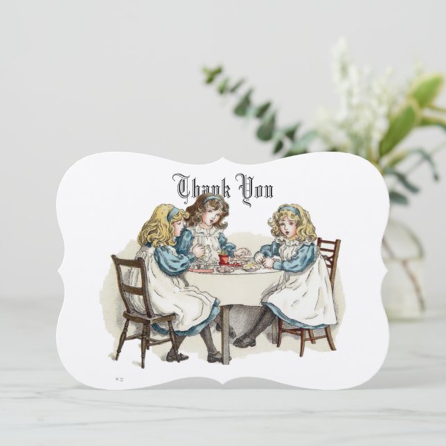 Viktorianisches Tea Party von Kate Greenaway Dankeskarte (Stehend Vorderseite)