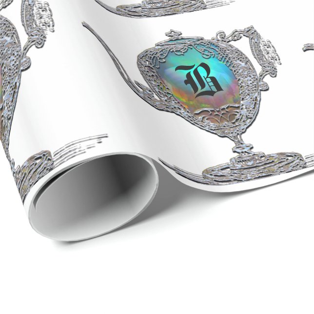 Viktorianisches Teapot-Monogramm Geschenkpapier (Rolleneckpunkt)