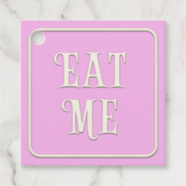 viktorianisches Tee-Party "Eat Me" Pink Square Cus Geschenkanhänger