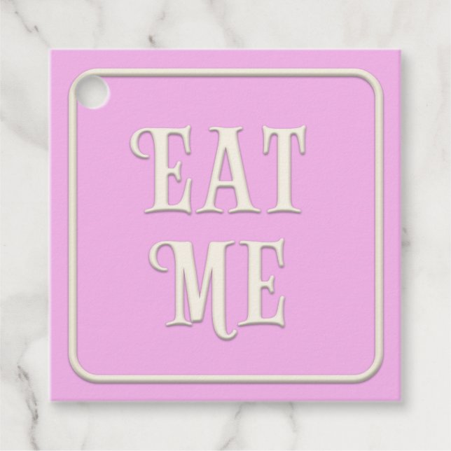 viktorianisches Tee-Party "Eat Me" Pink Square Cus Geschenkanhänger (Vorderseite)