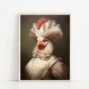 Viktorianisches Tierporträt, königliche Dame Huhn Poster