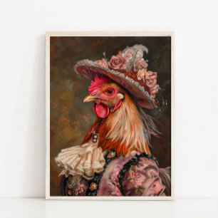 Viktorianisches Tierporträt, königliche Dame Huhn Poster