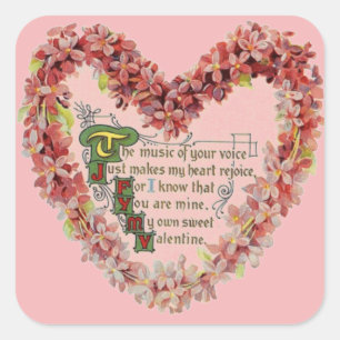 Viktorianisches Valentin mit irischer Einschätzung Quadratischer Aufkleber