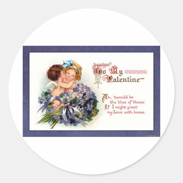 Viktorianisches Valentine "Die Bliss der Küsse" Ge Runder Aufkleber (Vorderseite)