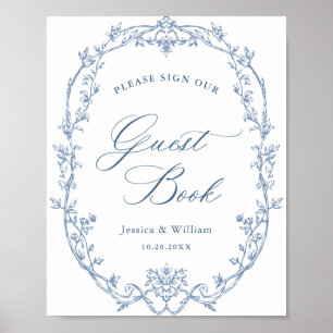 Viktorianisches Verziertes Dusty Blue Gästebuch Ho