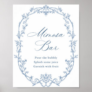 Viktorianisches verziertes florales staubblaues Mi Poster