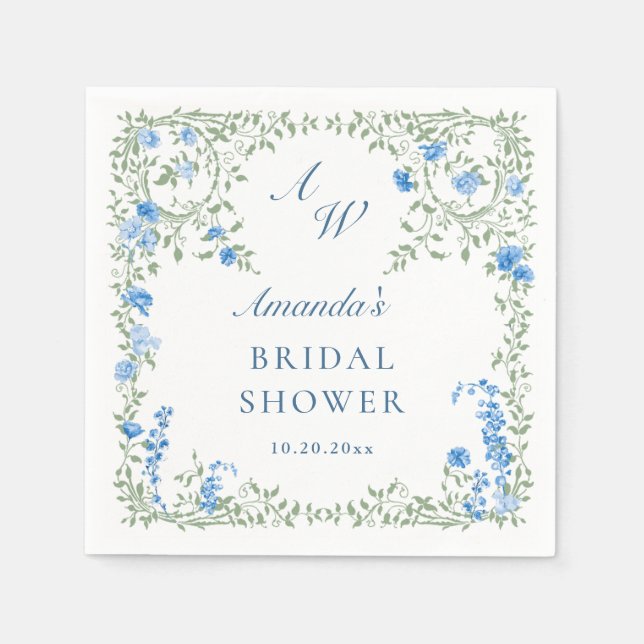 Viktorianisches Verziertes Frame Wild Blume Brautp Serviette (Vorderseite)