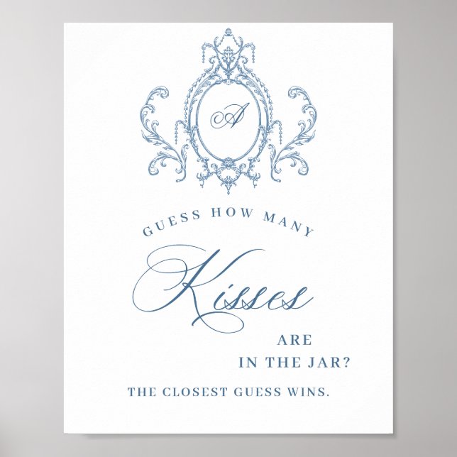 Viktorianisches Verziertes Grace Floral Blue Braut Poster (Vorne)