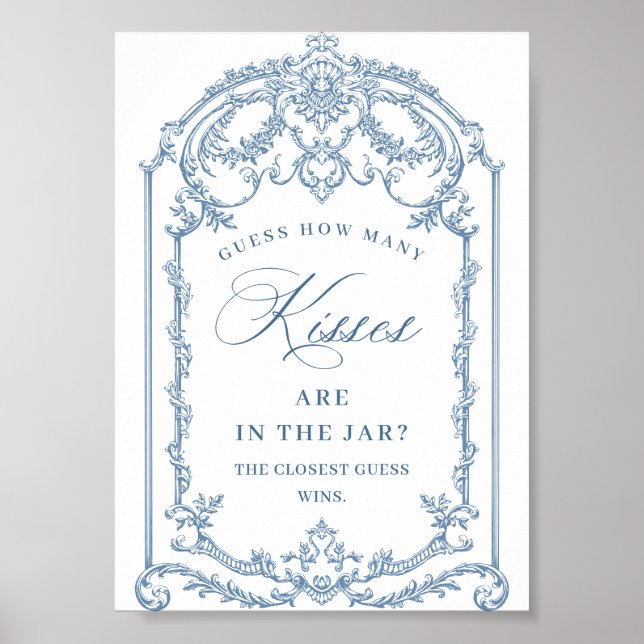 Viktorianisches Verziertes Grace Floral Blue Braut Poster (Vorne)