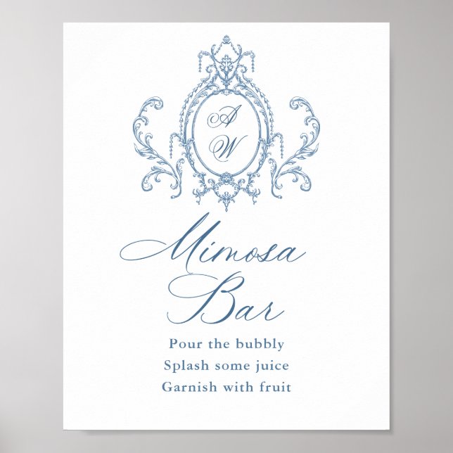 Viktorianisches Verziertes Grace Floral Blue Mimos Poster (Vorne)