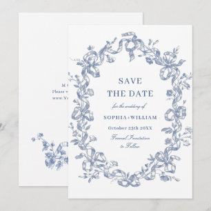 Viktorianisches Verziertes Grace Floral Blue Save  Save The Date