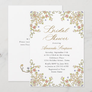 Viktorianisches Verziertes Grace Floral Brautparty Einladung
