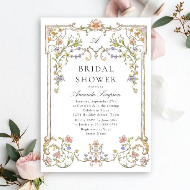 Viktorianisches Verziertes Grace Floral Brautparty Einladung (Von Creator hochgeladen)