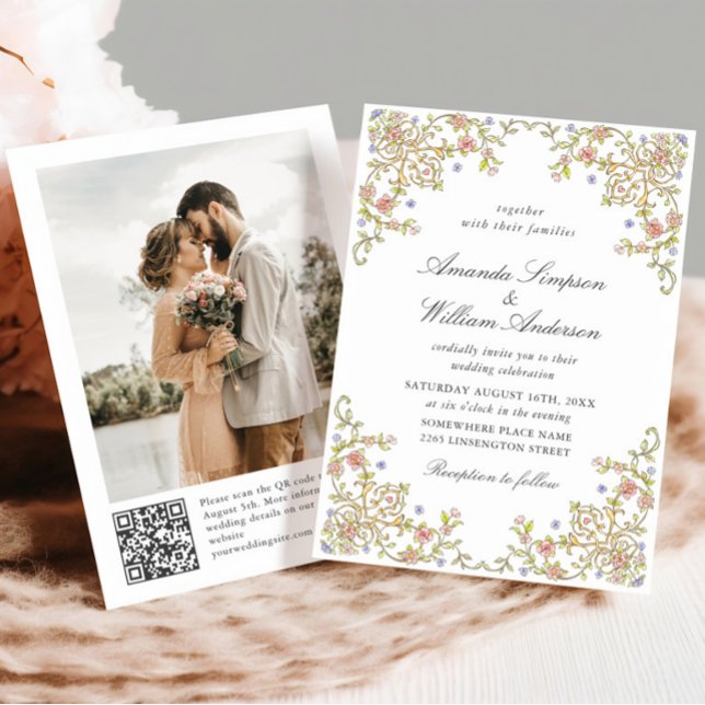 Viktorianisches Verziertes Grace Floral Frame Wedd Einladung (Von Creator hochgeladen)