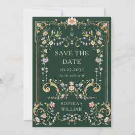 Viktorianisches Verziertes Grace Floral Frame Wedd Save The Date