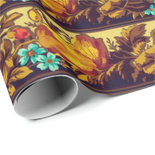 Viktorianisches Vintages Blumenmuster elegant brau Geschenkpapier