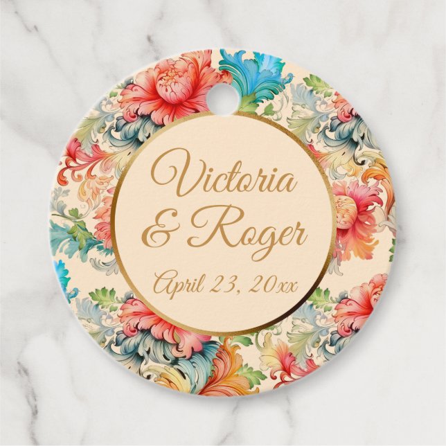 Viktorianisches Vintages Blumenmuster Geschenkanhänger (Vorderseite)