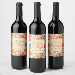 Viktorianisches Vintages Blumenmuster Weinetikett