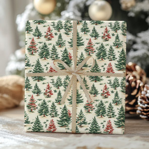Viktorianisches Vintages Pine Tree Weihnachten Geschenkpapier