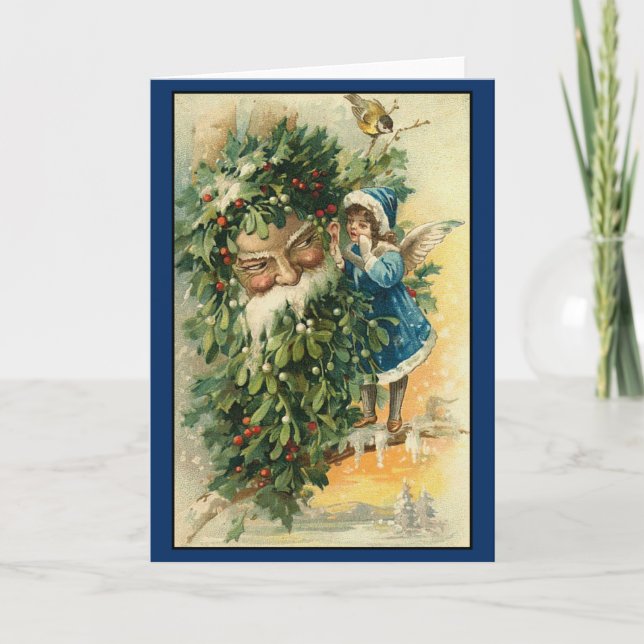 Viktorianisches Vintages Retro-Weihnachten Feiertagskarte (Vorderseite)